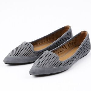 Franco Sarto Gray Suede Perforated Flats | Size 8.5